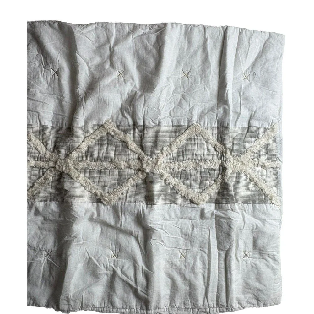 Anthropologie  Tufted Sham Cream Cottage Core Home 26”x26” Euro Sham
